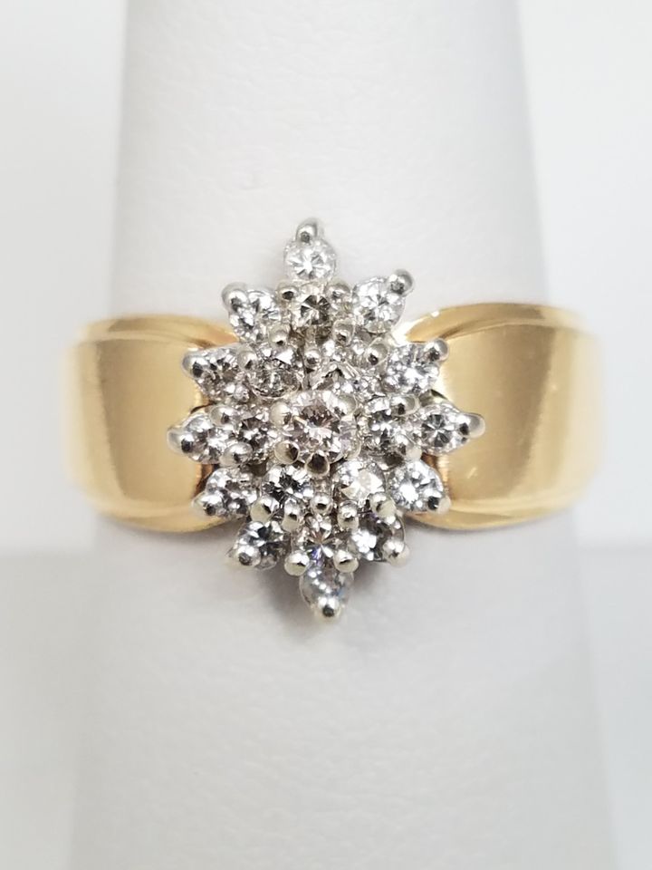 1/2ctw Natural Diamond Cluster 14k Yellow Gold Ring