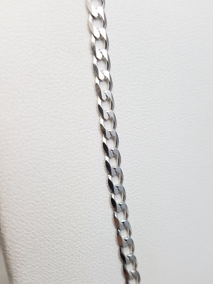 Premium 20" 14k Solid White Gold Curb Link Chain Necklace Italy