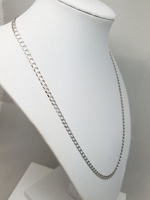 Premium 20" 14k Solid White Gold Curb Link Chain Necklace Italy