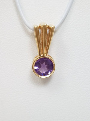 Custom 14k Yellow Gold Natural Amethyst Dangle Pendant