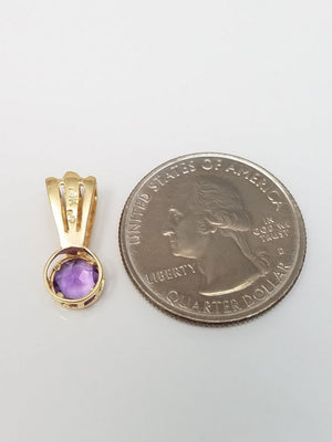 Custom 14k Yellow Gold Natural Amethyst Dangle Pendant