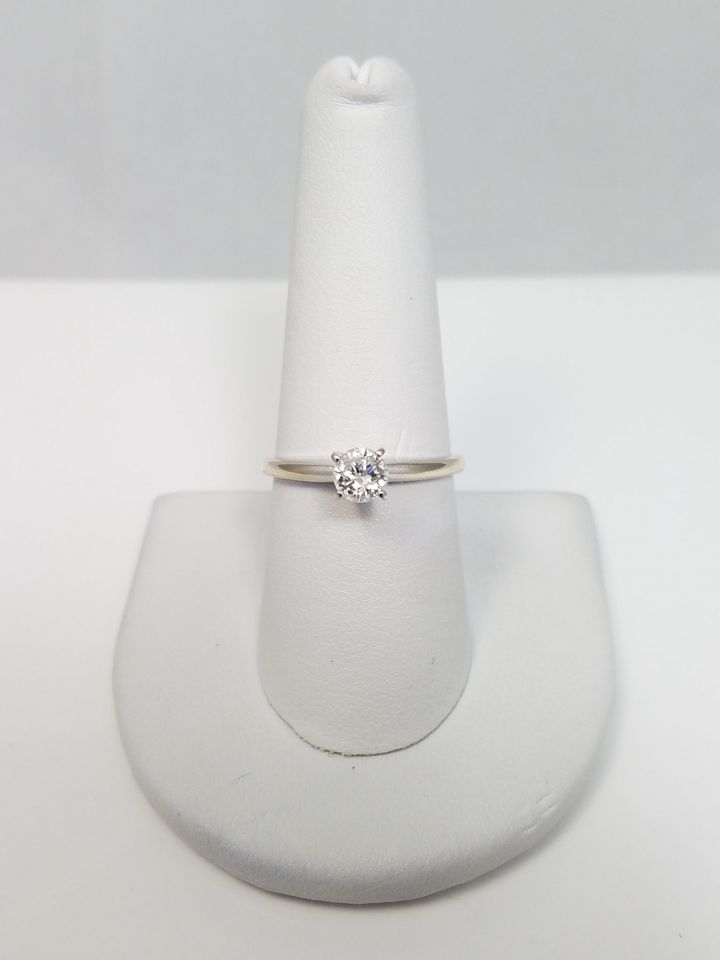 Classic 14k White Gold Natural Solitaire Diamond Engagement Ring