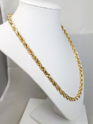 Stately 10k Yellow Gold Hollow Rope Chain 6.5mm/20.5" Necklace