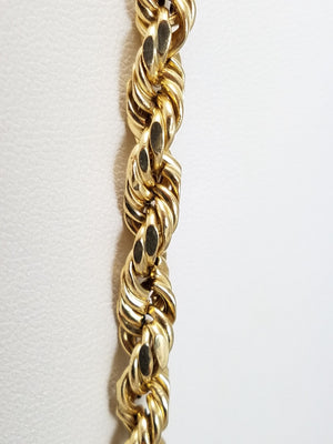 Stately 10k Yellow Gold Hollow Rope Chain 6.5mm/20.5" Necklace