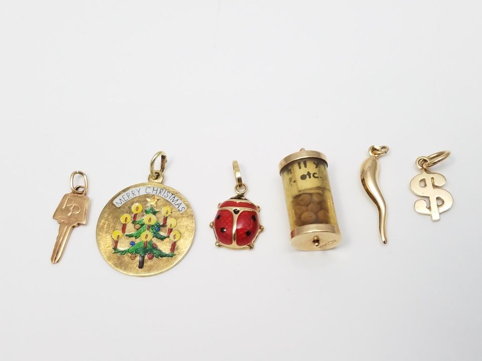 Six Vintage 14k Yellow Gold Charms