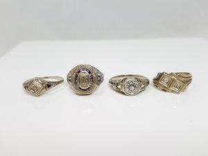 Four Gorgeous 8k-13k White Gold 1930's Art Deco Natural Diamond Ring Lot