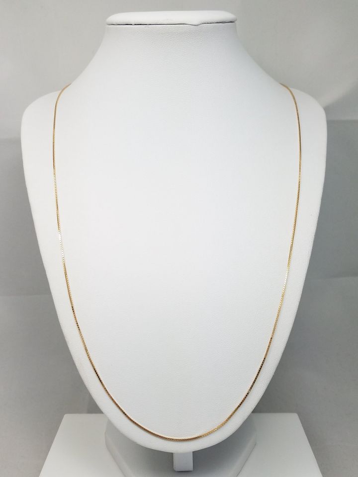 Modest 24" Solid 14k Yellow Gold Box Link Chain Necklace