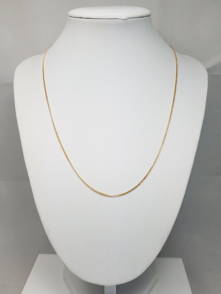 Dainty 18" Solid 18k Yellow Gold Curb Link Chain Necklace