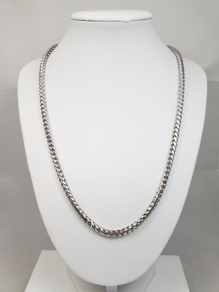 Killer 20.5" Solid 13k White Gold Franco Link Chain Necklace