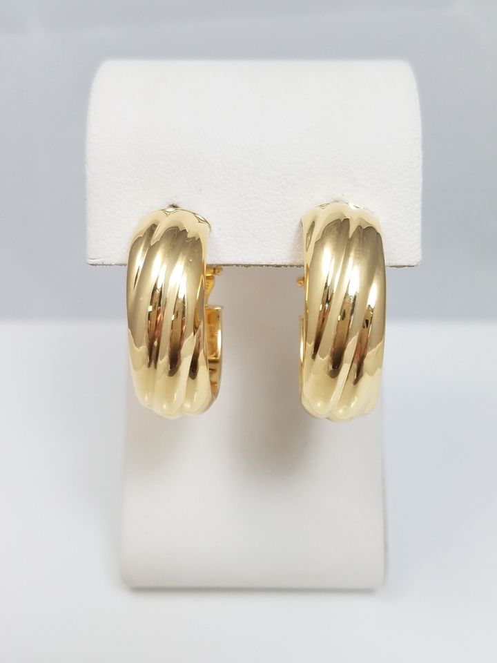 Tubular 18k Yellow Gold Hollow Hoop Earrings