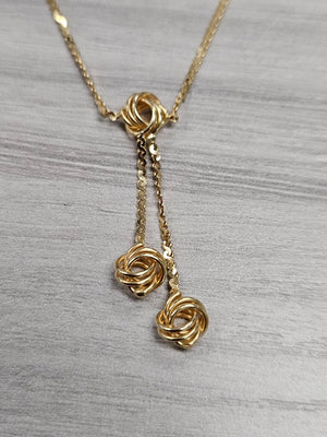 Dazzling 16.75" 18k Yellow Gold Knot Style Station Necklace Italy