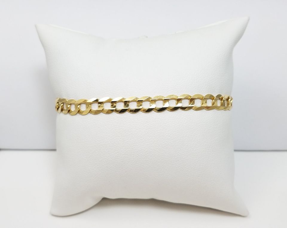 Sporty 7.25" Solid 14k Yellow Gold Curb Link Bracelet