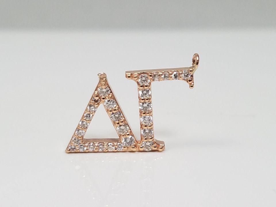 Petite 14k Rose Gold Natural Diamond Delta Gamma Symbol Pendant