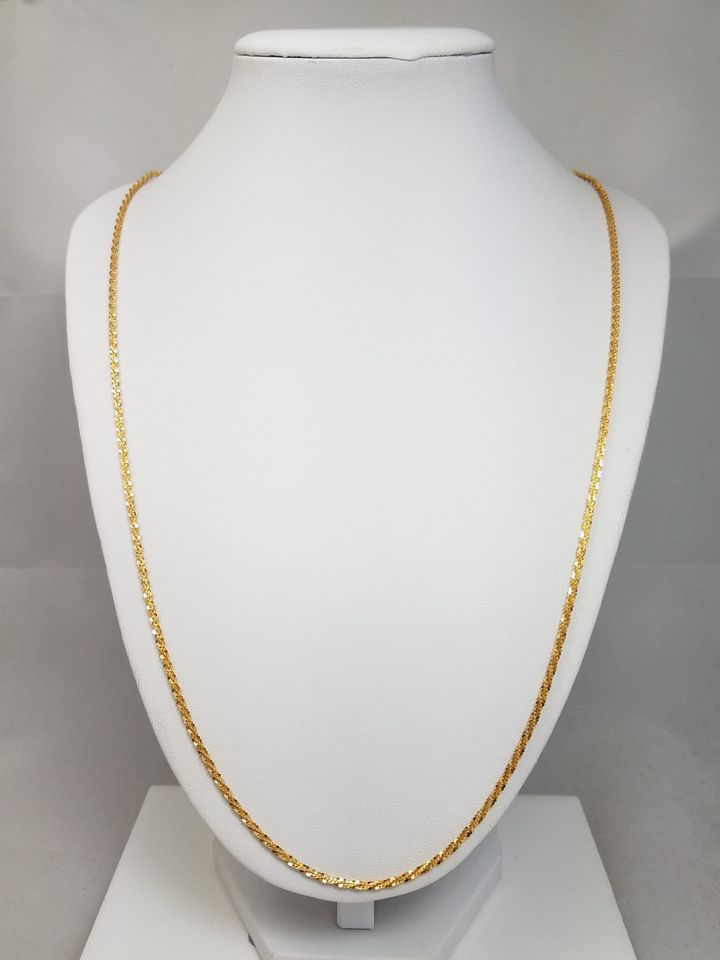 Showy Solid 14k Yellow Gold 28" Sparkle Chain