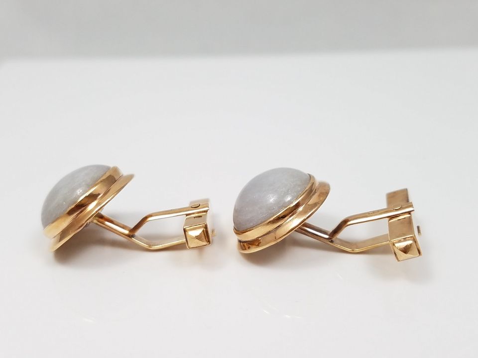 Soothing 14k Yellow Gold Natural Jade Cufflinks