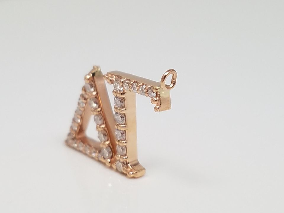 Petite 14k Rose Gold Natural Diamond Delta Gamma Symbol Pendant