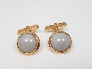 Soothing 14k Yellow Gold Natural Jade Cufflinks