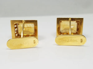 Dapper Vintage 18k Yellow Gold Natural Citrine Cufflinks