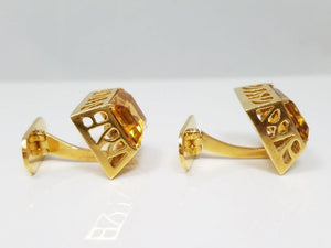 Dapper Vintage 18k Yellow Gold Natural Citrine Cufflinks