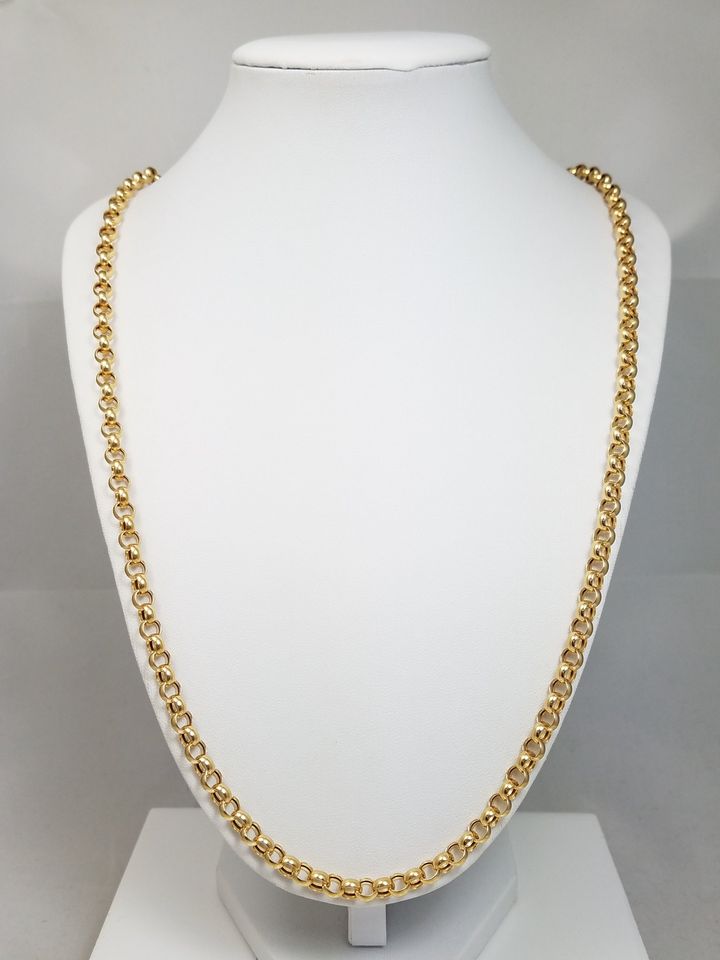 Sophisticated 26.5" 18k Yellow Gold Rolo Link Chain Necklace