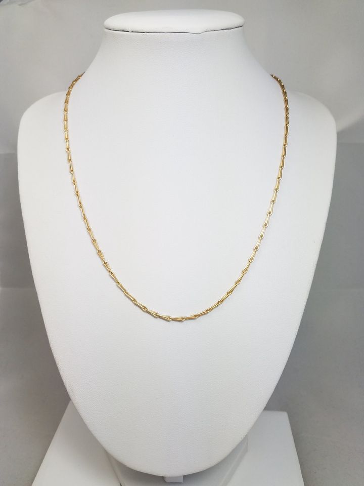 Striking 18" Solid 14k Yellow Gold Fancy Link Chain Necklace