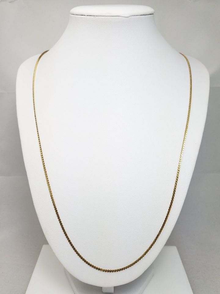 Classic 24" Solid 14k Yellow Gold Serpentine Chain Necklace Italy