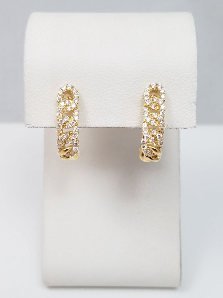 NEW Natural Diamond 18k Yellow Gold Hoop Earrings