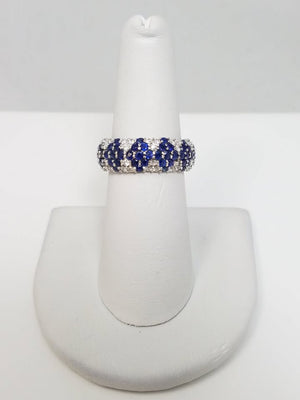 Stunning 18k White Gold Natural Sapphire & Natural Diamond Eternity Ring