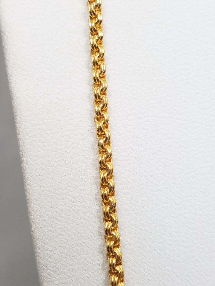 Deluxe Solid 20k+ Yellow Gold Fancy Rolo Link 24" Chain