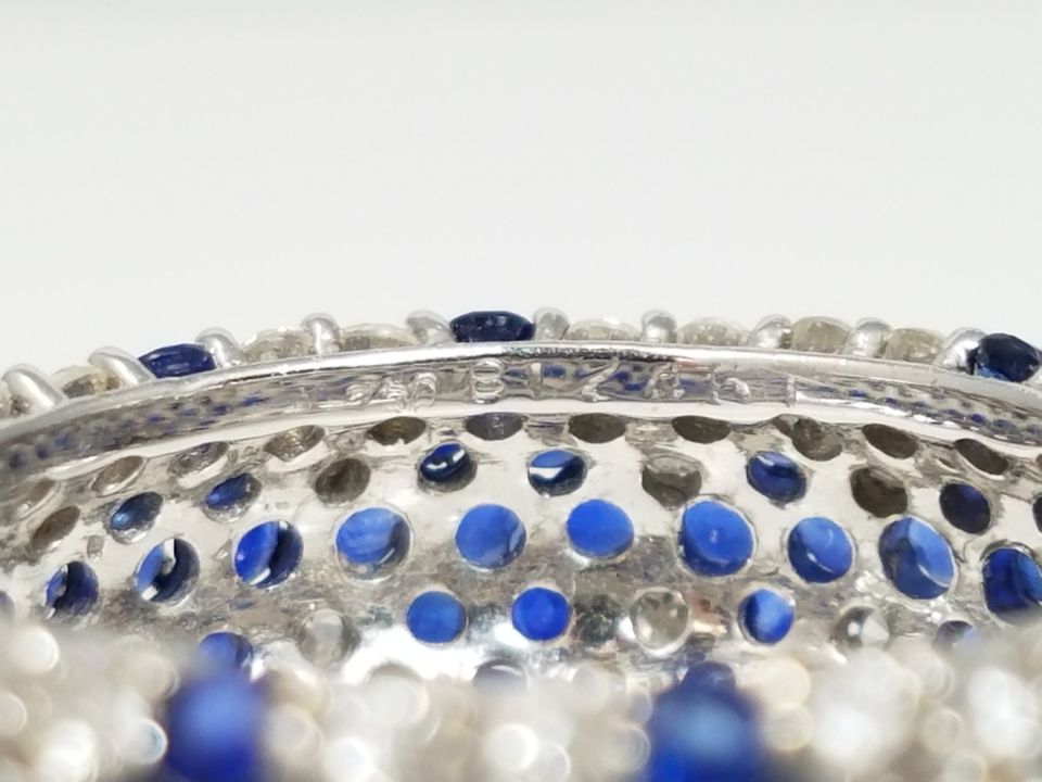 Stunning 18k White Gold Natural Sapphire & Natural Diamond Eternity Ring