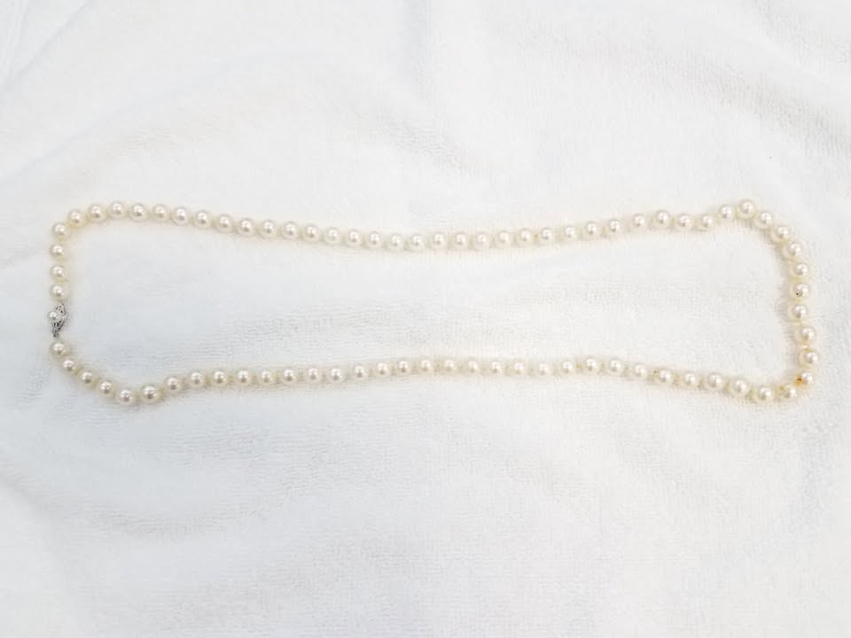 Vintage 30" 10k White Gold Natural Cultured Akoya Pearl Strand To Restring