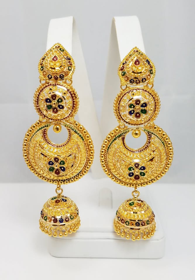 Captivating 22k Yellow Gold Chandelier Dangle Earrings