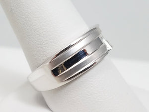 Men's 14k White Gold Natural Diamond Wedding Band