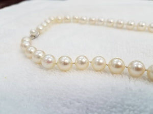 Vintage 30" 10k White Gold Natural Cultured Akoya Pearl Strand To Restring