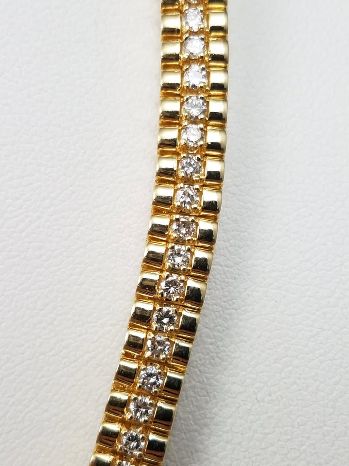 Luxurious 18.5" 14k Yellow Gold Natural Diamond Fancy Link Necklace