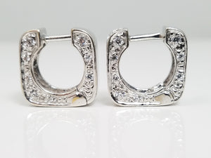 Petite 18k White Gold Natural Diamond Huggie Hoop Earrings