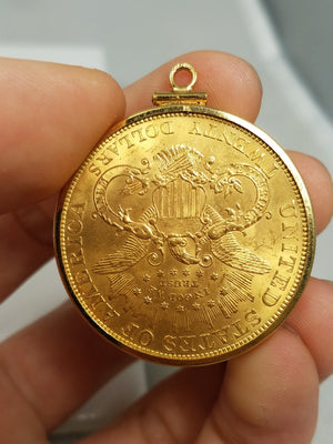 1904 U.S. $20 Gold Coin with 14k Yellow Gold Bezel