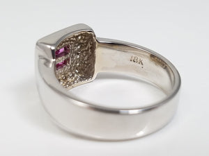 Stunning 18k White Gold Natural Pink Sapphire Diamond Ring Band