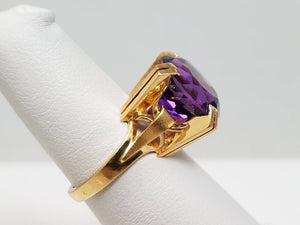 Stunning 18k Yellow Gold Natural Amethyst Custom Ring