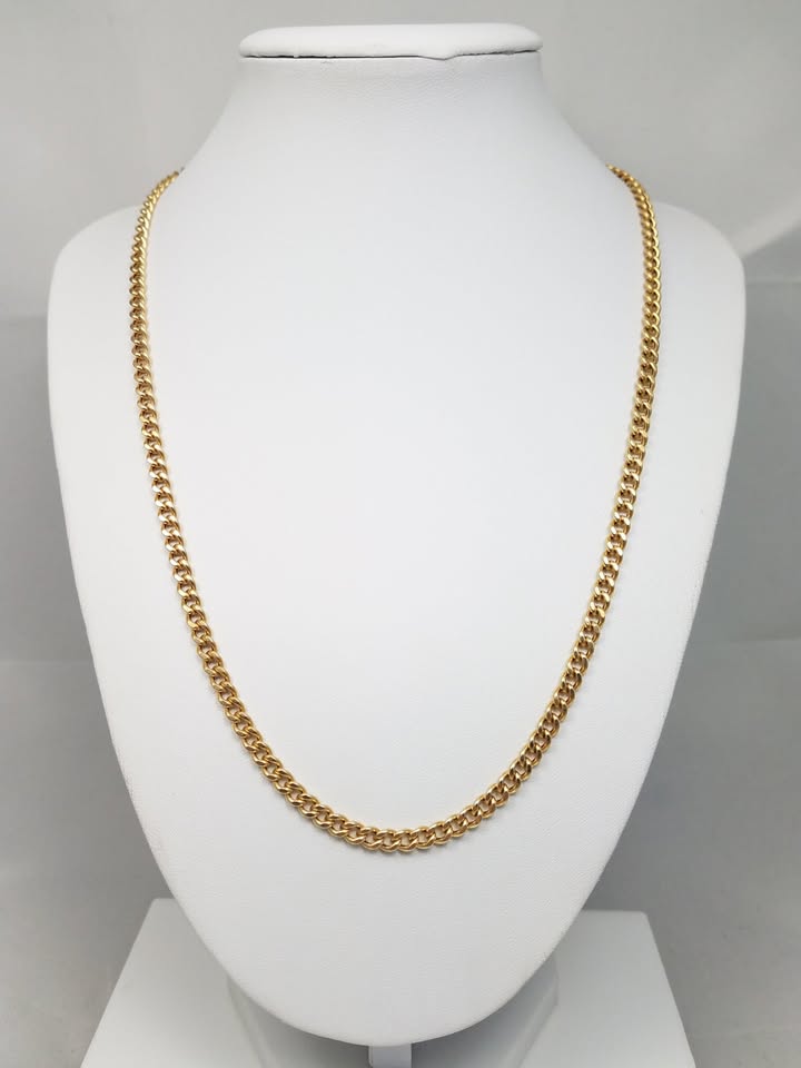 Sporty 20.5" 14k Yellow Gold Hollow Curb Link Chain Necklace