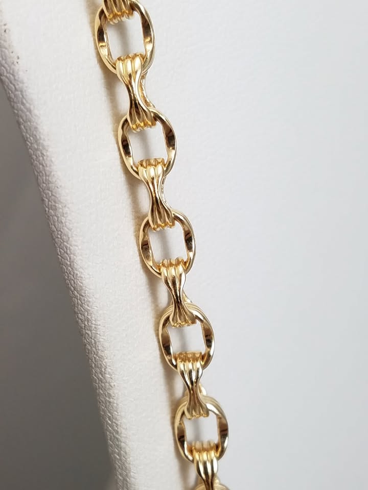 Impressive 24" Solid 14k Yellow Gold Fancy Link Chain Necklace