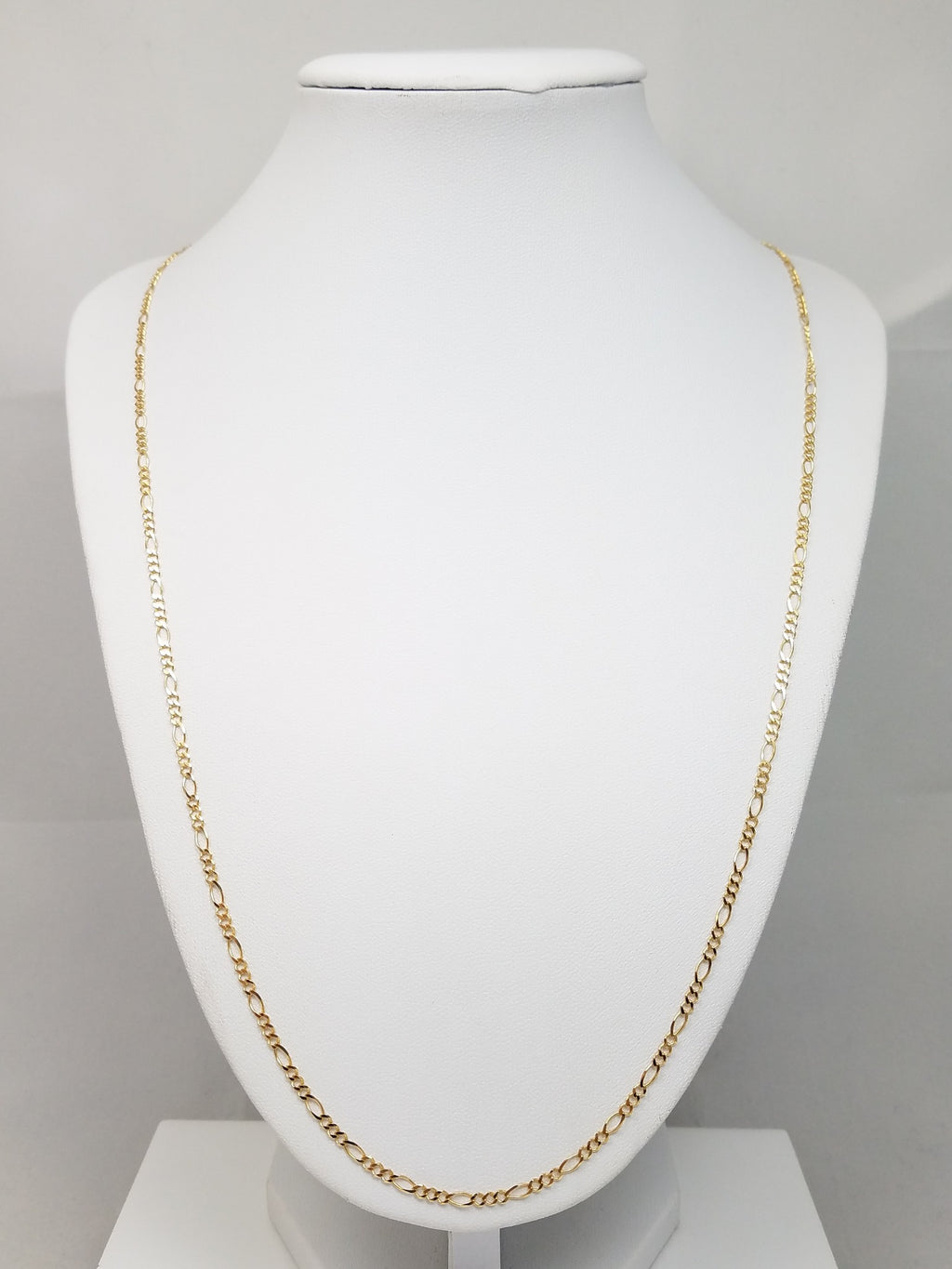 Italian Made Solid 14k Yellow Gold 24" Micro Figaro Link Chain