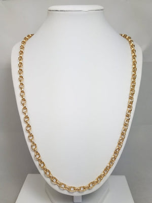 Impressive 24" Solid 14k Yellow Gold Fancy Link Chain Necklace