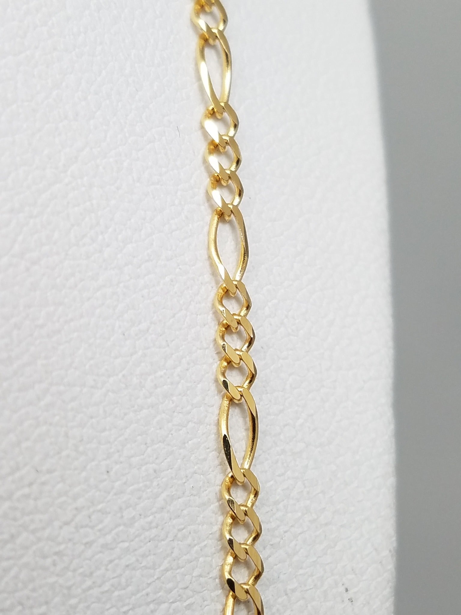 Italian Made Solid 14k Yellow Gold 24" Micro Figaro Link Chain