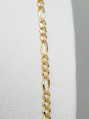 Italian Made Solid 14k Yellow Gold 24" Micro Figaro Link Chain