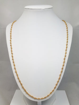 Attractive 28" 18k Yellow Gold Continuous Beaded Necklace