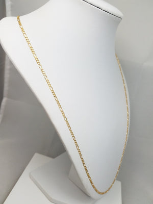 Italian Made Solid 14k Yellow Gold 24" Micro Figaro Link Chain