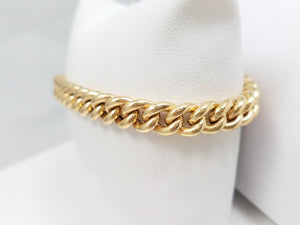 Sporty 8" 18k Yellow Gold Hollow Curb Link Bracelet Italy