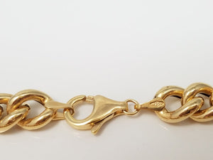 Sporty 8" 18k Yellow Gold Hollow Curb Link Bracelet Italy