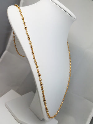 Attractive 28" 18k Yellow Gold Continuous Beaded Necklace